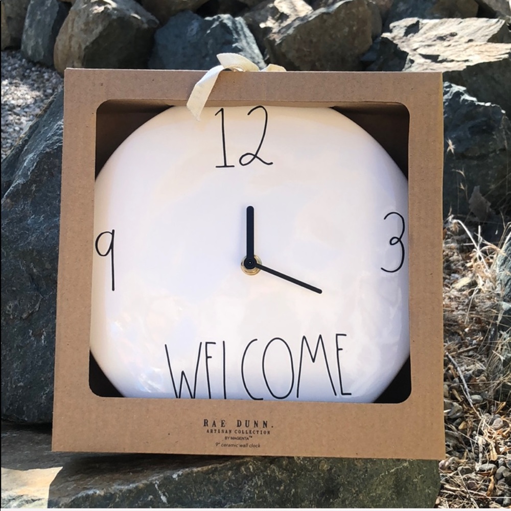 Rae Dunn🌟Welcome Ceramic 9”Round Wall Clock🌟
